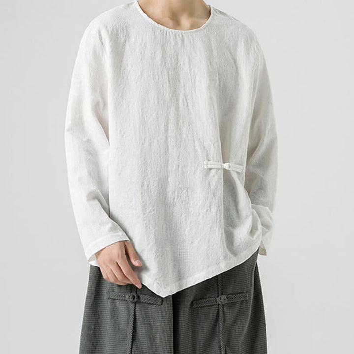 Buddha Stonesメンズ 中国風 カエルボタン 無地デザイン コットン 長袖 Tシャツ 禅風 衣類 - image 15