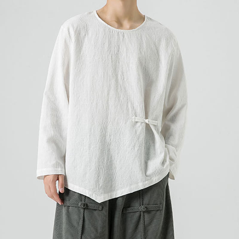 Buddha Stonesメンズ 中国風 カエルボタン 無地デザイン コットン 長袖 Tシャツ 禅風 衣類 - image 13