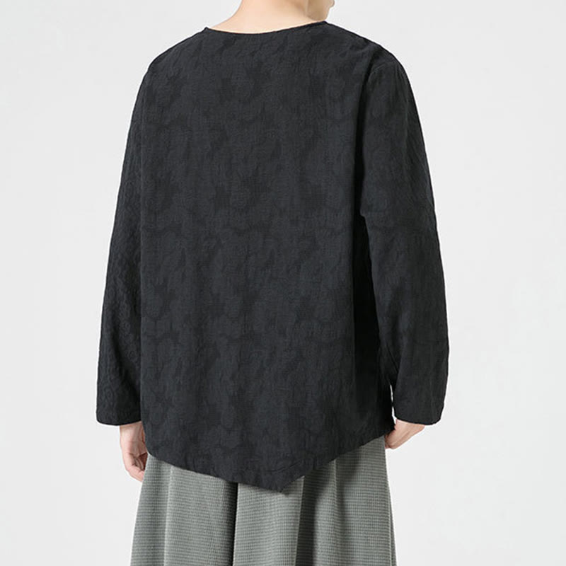 Buddha Stonesメンズ 中国風 カエルボタン 無地デザイン コットン 長袖 Tシャツ 禅風 衣類 - image 31