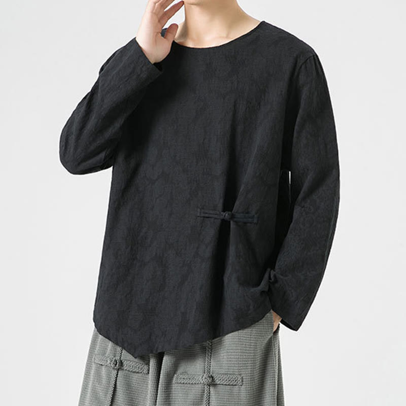 Buddha Stonesメンズ 中国風 カエルボタン 無地デザイン コットン 長袖 Tシャツ 禅風 衣類 - image 27