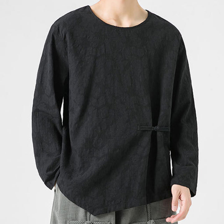 Buddha Stonesメンズ 中国風 カエルボタン 無地デザイン コットン 長袖 Tシャツ 禅風 衣類 - image 29