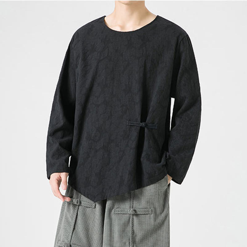 Buddha Stonesメンズ 中国風 カエルボタン 無地デザイン コットン 長袖 Tシャツ 禅風 衣類 - image 30
