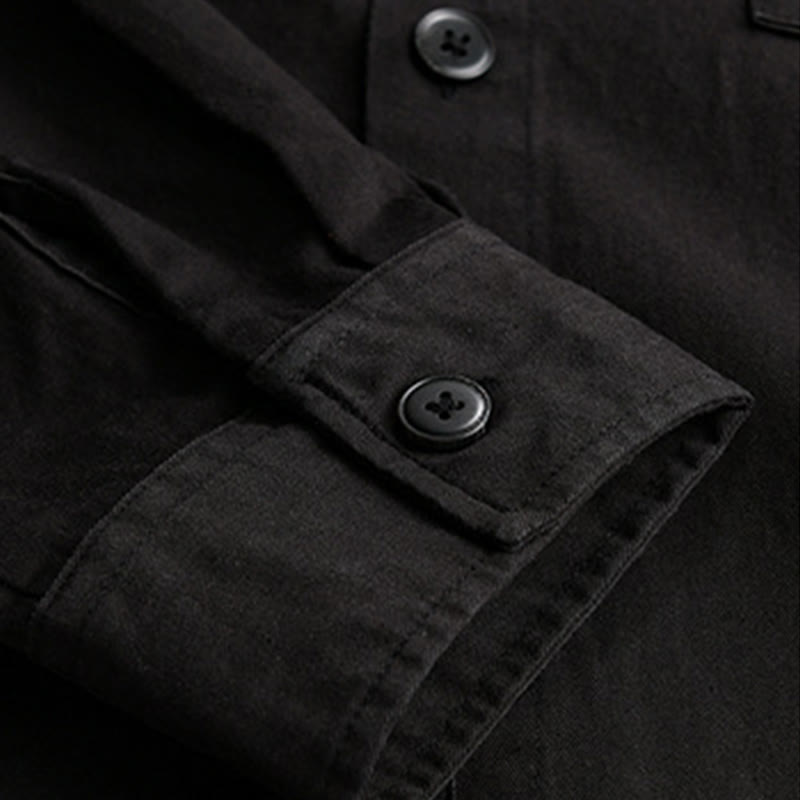 Buddha Stones春チェック柄フェイクツーピース長袖メンズコットンジャケットポケット付き - image 7