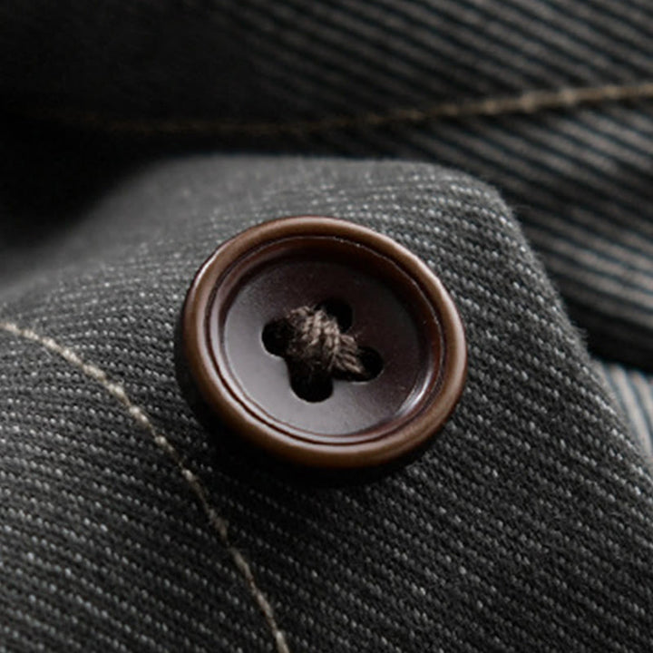 Buddha Stones秋冬 無地ボタン 長袖 メンズ コットンジャケット ポケット付き - image 10