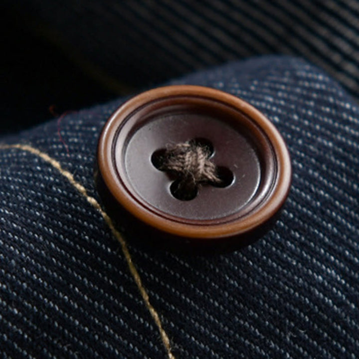 Buddha Stones秋冬 無地ボタン 長袖 メンズ コットンジャケット ポケット付き - image 4