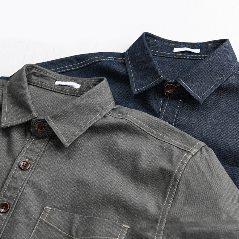 Buddha Stones秋冬 無地ボタン 長袖 メンズ コットンジャケット ポケット付き - image 15