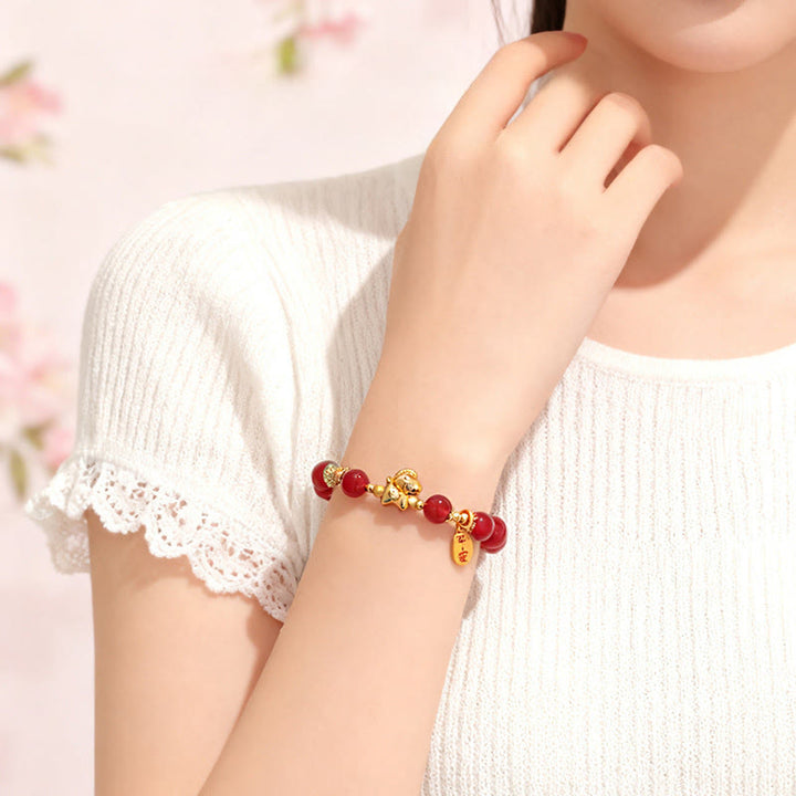 Buddha Stones午年 和田翡翠 黒曜石 赤瑪瑙強さブレスレット - image 13