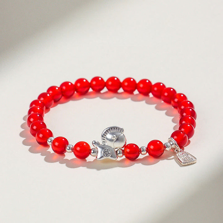 Buddha Stones午年 黒曜石 赤瑪瑙 ピンククリスタル シルバー 成就ブレスレット - 赤瑪瑙（手首周り：14～15cm） - image 3