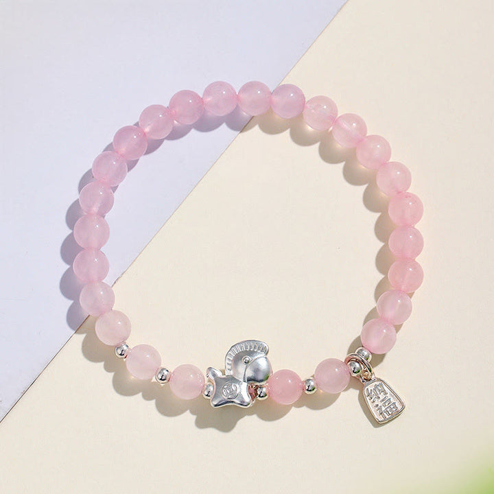 Buddha Stones午年 黒曜石 赤瑪瑙 ピンククリスタル シルバー 成就ブレスレット - image 10