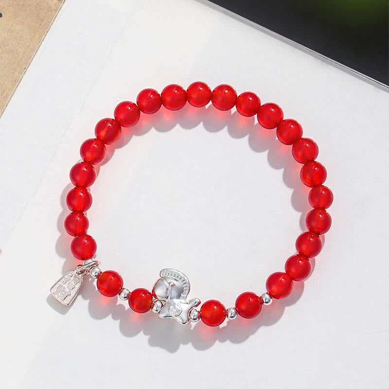 Buddha Stones午年 黒曜石 赤瑪瑙 ピンククリスタル シルバー 成就ブレスレット - image 6