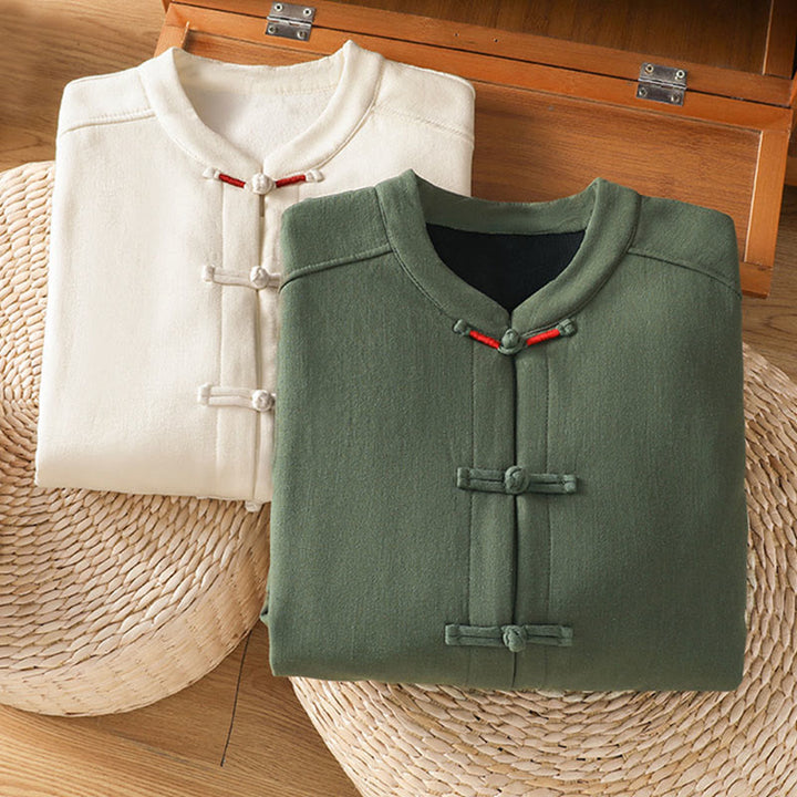 Buddha Stones冬用 フロッグボタン 長袖 コットン フリース裏地 レディース サーマルジャケット ポケット付き - image 21