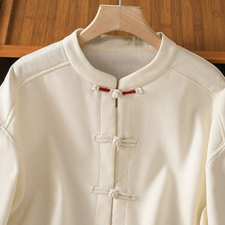 Buddha Stones冬用 フロッグボタン 長袖 コットン フリース裏地 レディース サーマルジャケット ポケット付き - image 4