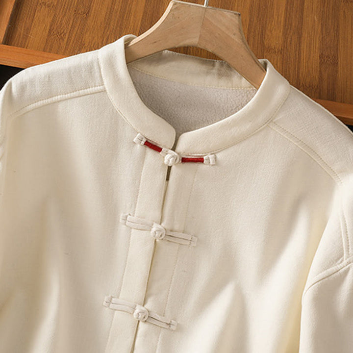 Buddha Stones冬用 フロッグボタン 長袖 コットン フリース裏地 レディース サーマルジャケット ポケット付き - image 6