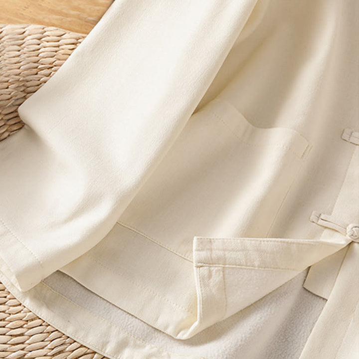 Buddha Stones冬用 フロッグボタン 長袖 コットン フリース裏地 レディース サーマルジャケット ポケット付き - image 9