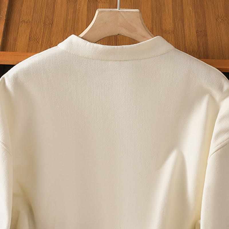 Buddha Stones冬用 フロッグボタン 長袖 コットン フリース裏地 レディース サーマルジャケット ポケット付き - image 5