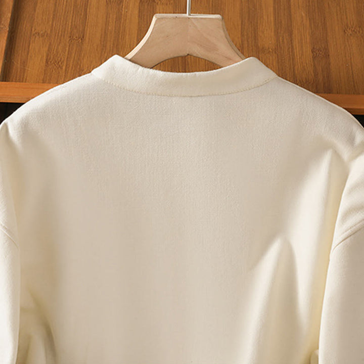 Buddha Stones冬用 フロッグボタン 長袖 コットン フリース裏地 レディース サーマルジャケット ポケット付き - image 5