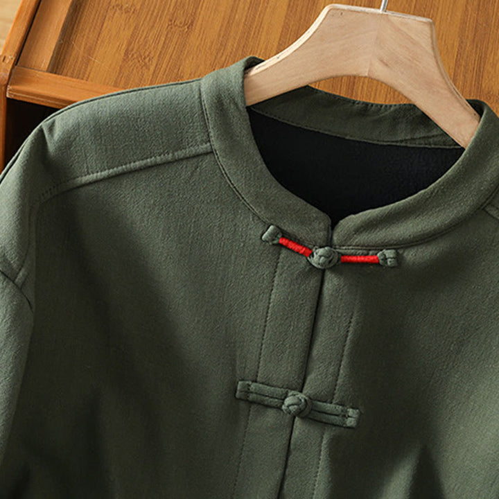 Buddha Stones冬用 フロッグボタン 長袖 コットン フリース裏地 レディース サーマルジャケット ポケット付き - image 17