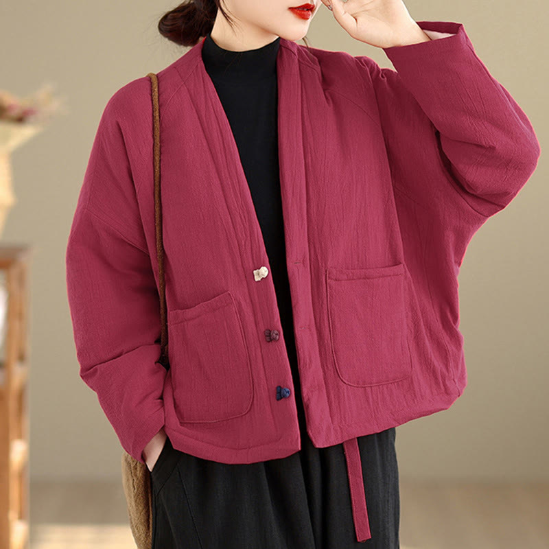 Buddha Stones冬用長袖コットンレディースサーマルジャケット（ポケット付き） - image 12