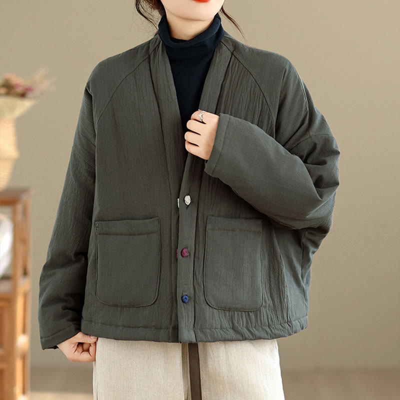 Buddha Stones冬用長袖コットンレディースサーマルジャケット（ポケット付き） - カデットブルー - US14、 UK/AU18、 EU46 (2XL) - image 14