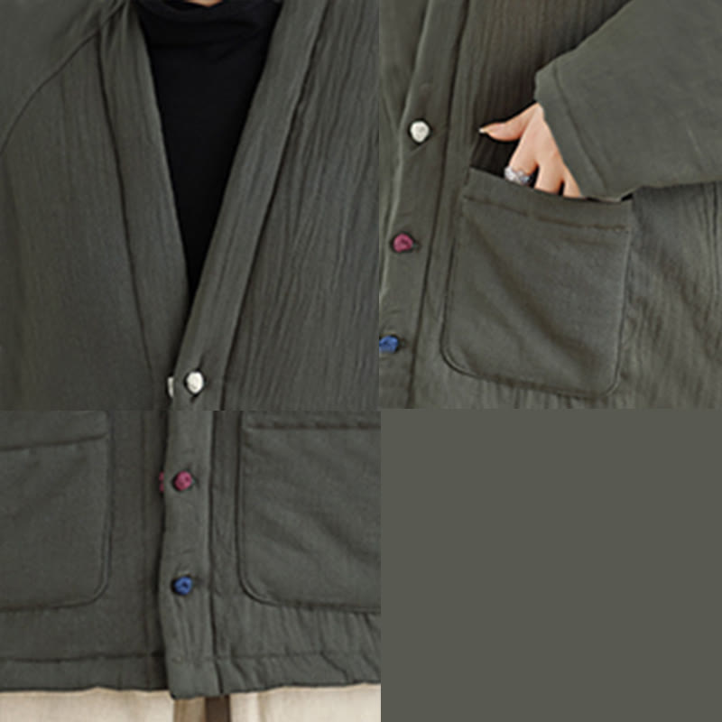 Buddha Stones冬用長袖コットンレディースサーマルジャケット（ポケット付き） - image 24