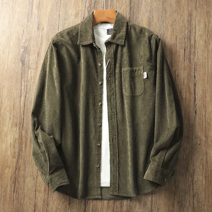 Buddha Stonesラペルコーデュロイ無地メンズ長袖コットン厚手ジャケットポケット付き - ダークオリーブグリーン - US/UK/AU40、 EU50 (2XL) - image 14