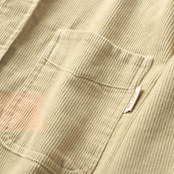 Buddha Stonesラペルコーデュロイ無地メンズ長袖コットン厚手ジャケットポケット付き - image 8