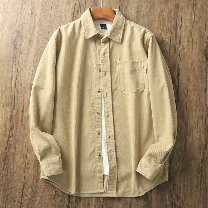 Buddha Stonesラペルコーデュロイ無地メンズ長袖コットン厚手ジャケットポケット付き - バーリーウッド - US/UK/AU40、 EU50 (2XL) - image 1