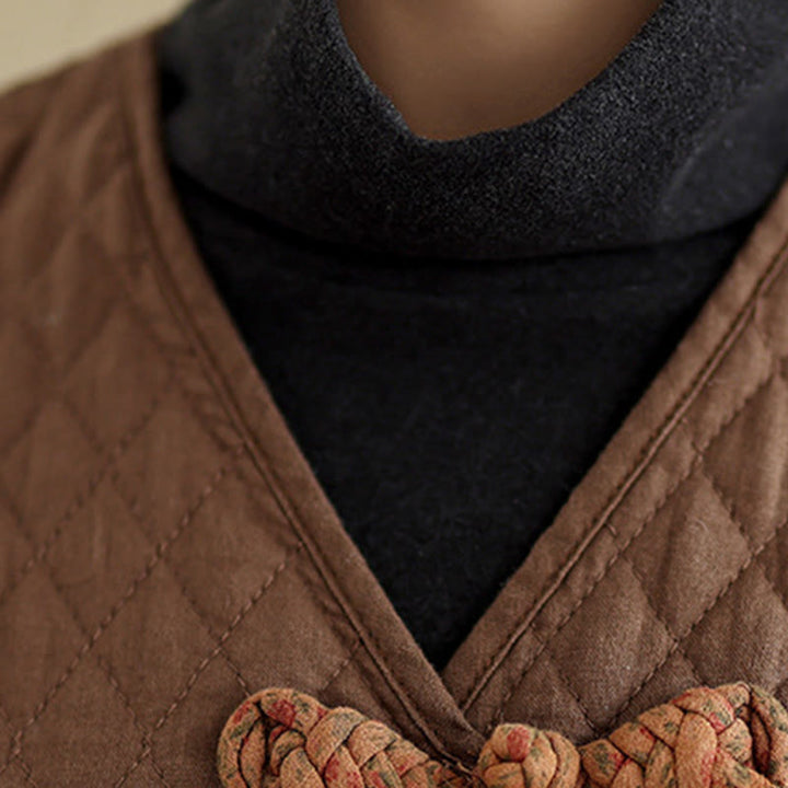 Buddha Stonesダイヤモンド柄ミドル丈レディースコットンコート（ポケット付き） - image 17