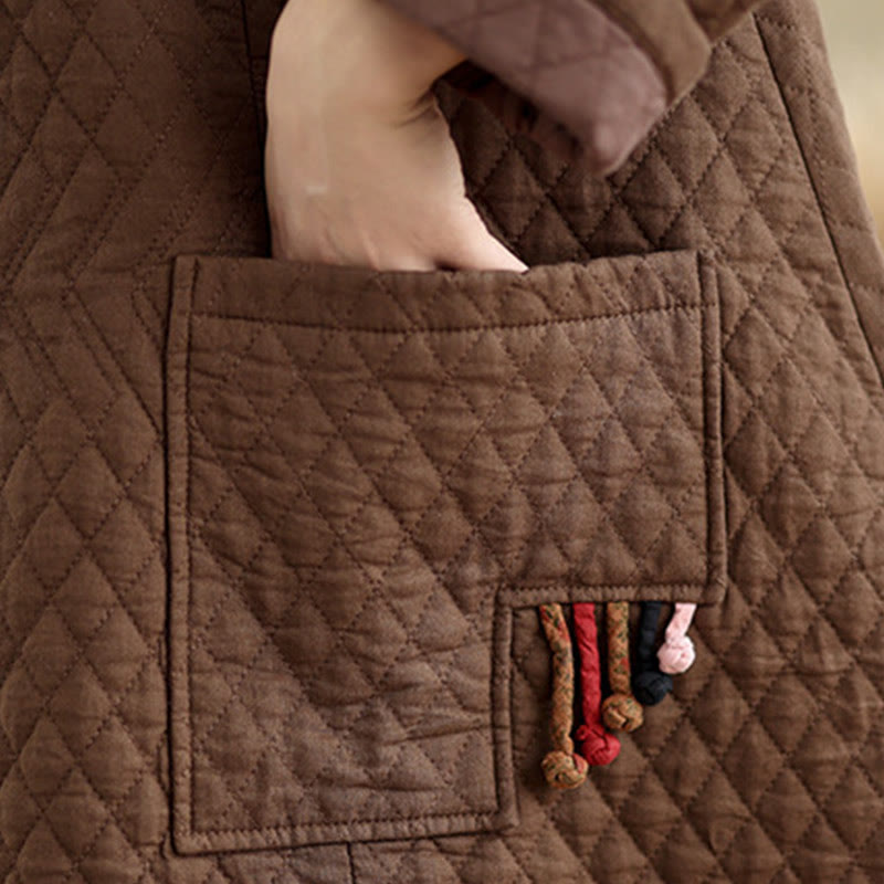 Buddha Stonesダイヤモンド柄ミドル丈レディースコットンコート（ポケット付き） - image 19