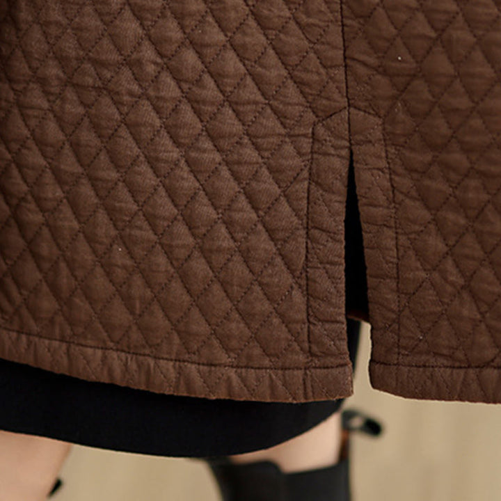 Buddha Stonesダイヤモンド柄ミドル丈レディースコットンコート（ポケット付き） - image 21