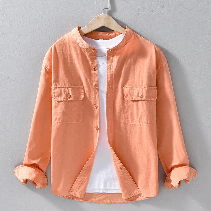 Buddha Stonesクルーネック 無地 メンズ 長袖 コットン 厚手 ジャケット ポケット付き - コーラル - US/UK/AU42、 EU52 (3XL) - image 15