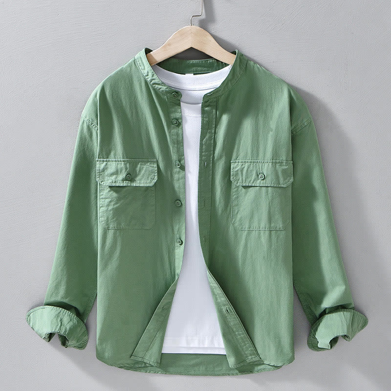 Buddha Stonesクルーネック 無地 メンズ 長袖 コットン 厚手 ジャケット ポケット付き - ミディアムシーグリーン - US/UK/AU42、 EU52 (3XL) - image 4