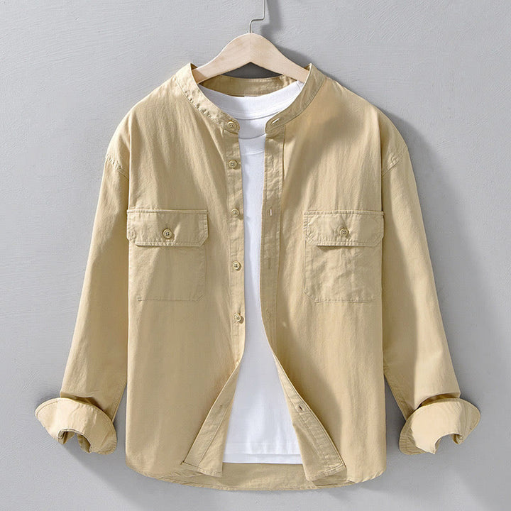 Buddha Stonesクルーネック 無地 メンズ 長袖 コットン 厚手 ジャケット ポケット付き - 小麦 - US/UK/AU42、 EU52 (3XL) - image 0