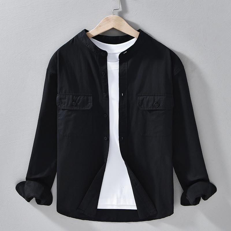 Buddha Stonesクルーネック 無地 メンズ 長袖 コットン 厚手 ジャケット ポケット付き - 黒 - US/UK/AU42、 EU52 (3XL) - image 20