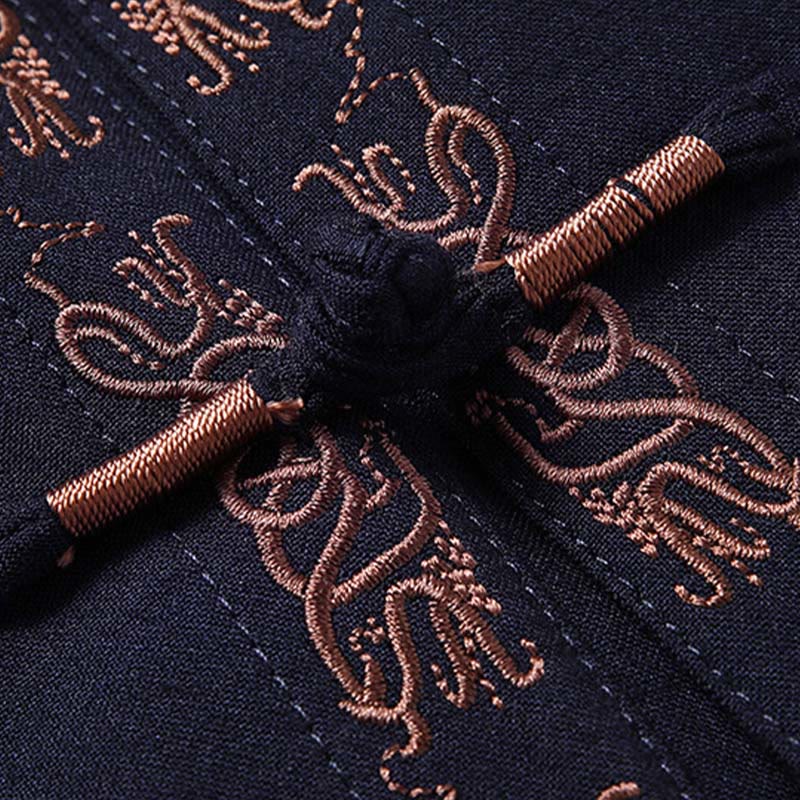 Buddha Stonesフーキャラクター刺繍唐装カエルボタンメンズ長袖ジャケットシャツパンツ - image 2