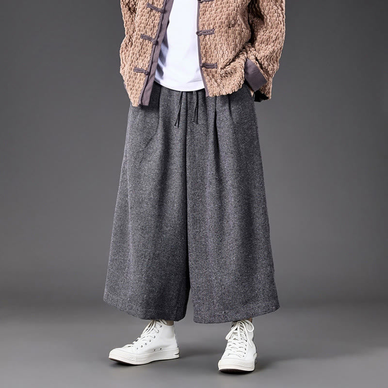 Buddha Stones冬用 中国風 カエルボタンデザイン コーデュロイ サーマル メンズ ワイドレッグパンツ ポケット付き - image 21