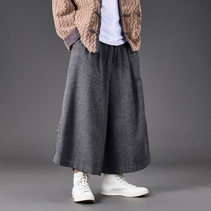 Buddha Stones冬用 中国風 カエルボタンデザイン コーデュロイ サーマル メンズ ワイドレッグパンツ ポケット付き - image 22