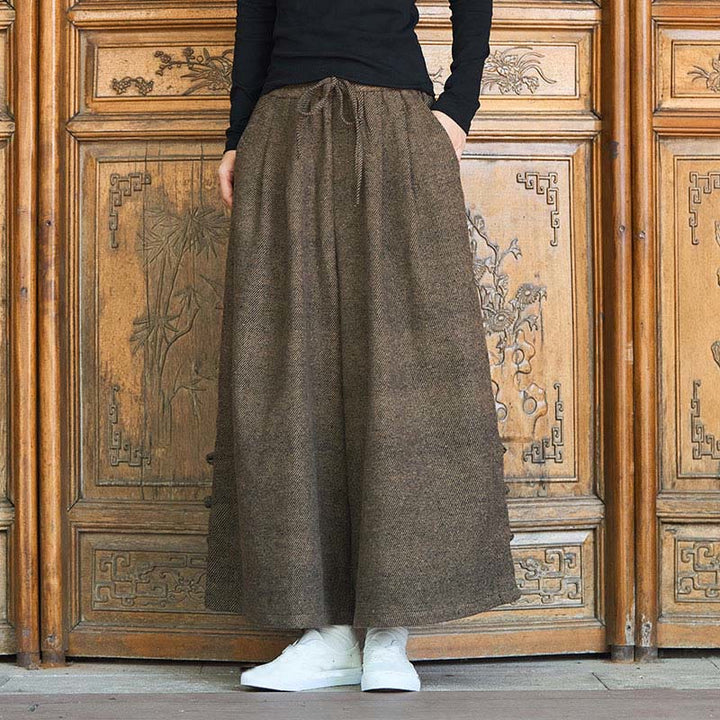 Buddha Stones冬用 中国風 カエルボタンデザイン コーデュロイ サーマル メンズ ワイドレッグパンツ ポケット付き - image 11