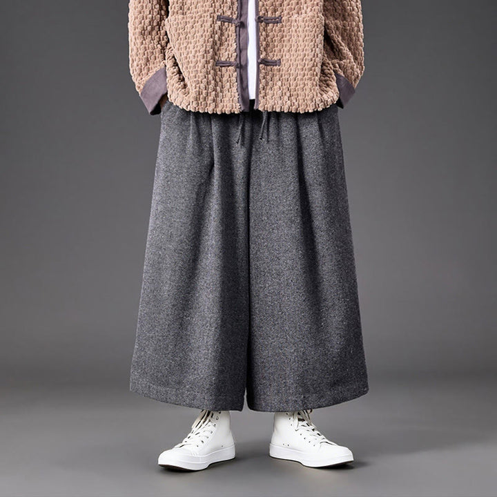 Buddha Stones冬用 中国風 カエルボタンデザイン コーデュロイ サーマル メンズ ワイドレッグパンツ ポケット付き - image 24