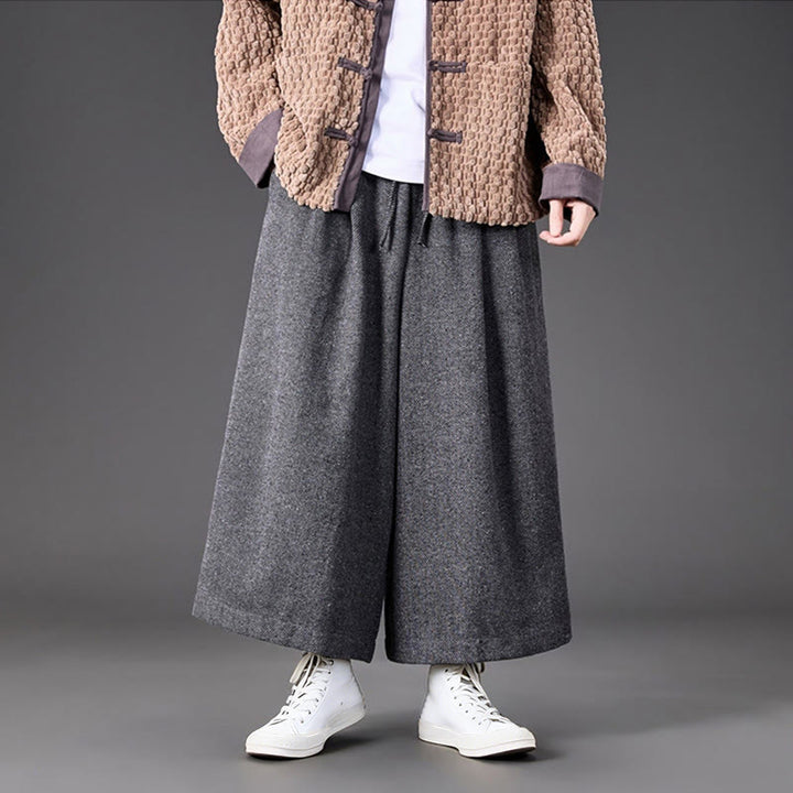 Buddha Stones冬用 中国風 カエルボタンデザイン コーデュロイ サーマル メンズ ワイドレッグパンツ ポケット付き - image 20