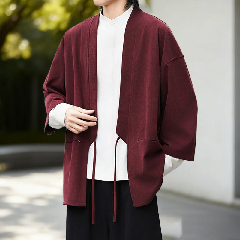 Buddha Stones無地 オープンフロント 長袖 コーデュロイ ジャケット メンズ 着物 コットン リネン シャツ - image 10