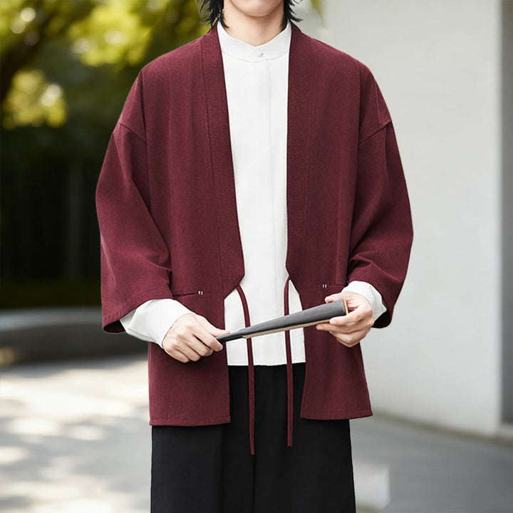 Buddha Stones無地 オープンフロント 長袖 コーデュロイ ジャケット メンズ 着物 コットン リネン シャツ - image 11