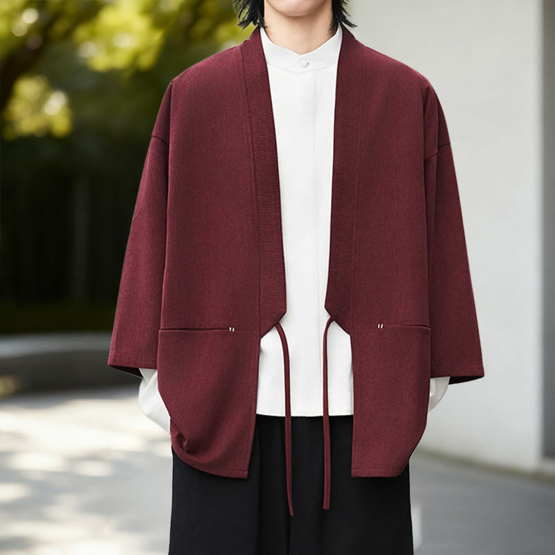 Buddha Stones無地 オープンフロント 長袖 コーデュロイ ジャケット メンズ 着物 コットン リネン シャツ - image 14