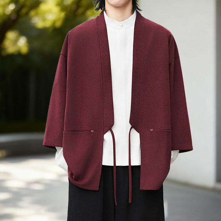 Buddha Stones無地 オープンフロント 長袖 コーデュロイ ジャケット メンズ 着物 コットン リネン シャツ - image 14