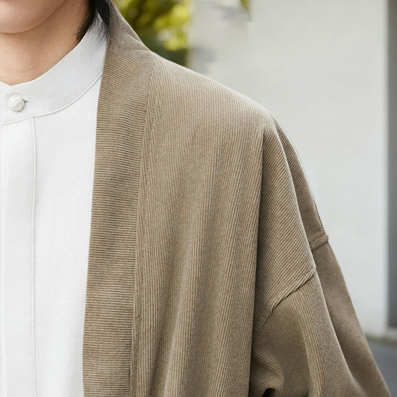 Buddha Stones無地 オープンフロント 長袖 コーデュロイ ジャケット メンズ 着物 コットン リネン シャツ - image 21