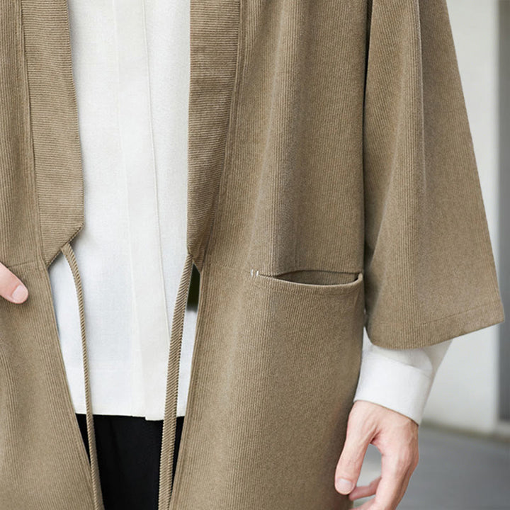 Buddha Stones無地 オープンフロント 長袖 コーデュロイ ジャケット メンズ 着物 コットン リネン シャツ - image 22