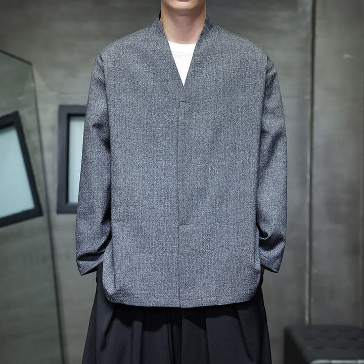 Buddha Stones春秋 無地 長袖 メンズ ジャケット - グレー - US/UK/AU46、 EU56 (5XL) - image 0