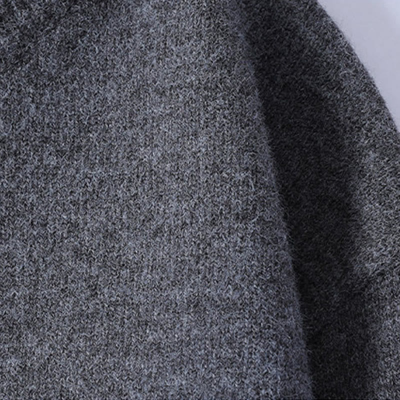 Buddha Stones冬用ボタン クルーネックデザイン 暖かいメンズ 長袖 ニットセーター - image 5