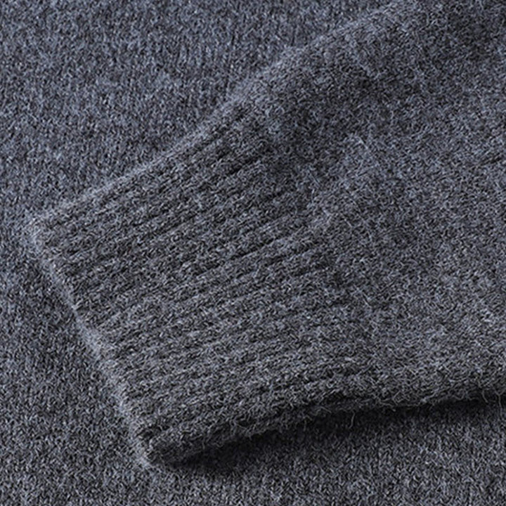 Buddha Stones冬用ボタン クルーネックデザイン 暖かいメンズ 長袖 ニットセーター - image 6