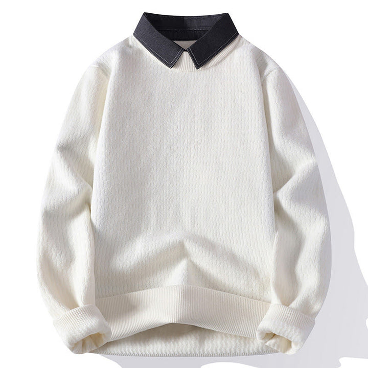 Buddha Stones冬用スタンドカラーデザイン 暖かいメンズ長袖ニットセーター - 白 - US/UK/AU44、 EU54 (4XL) - image 2